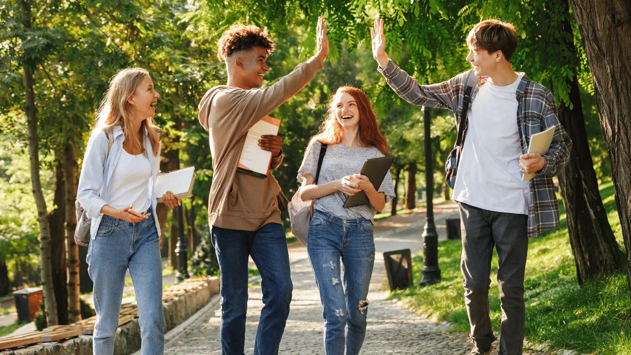 Students talking to each other