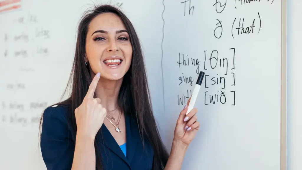 Teacher in front of the board