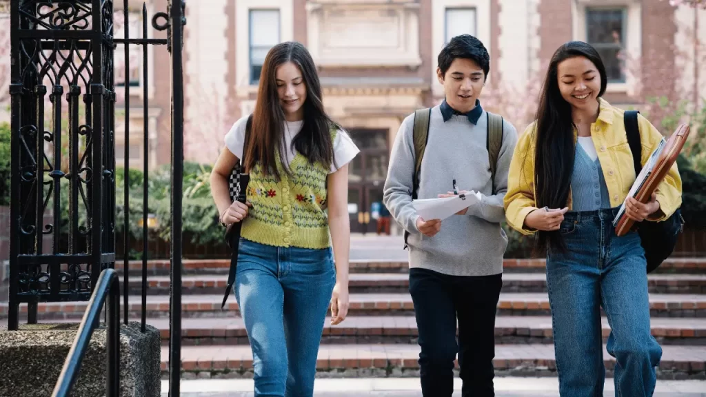 International students walking in the streets