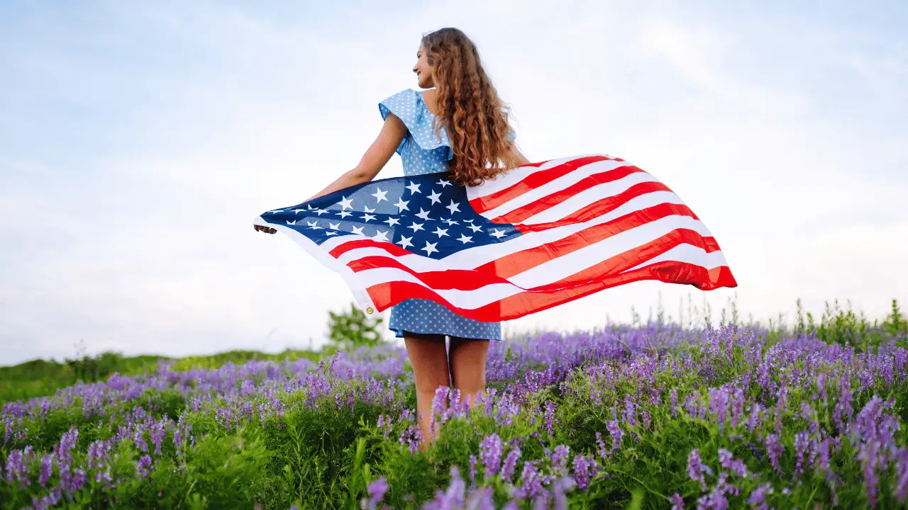 woman with the american flag