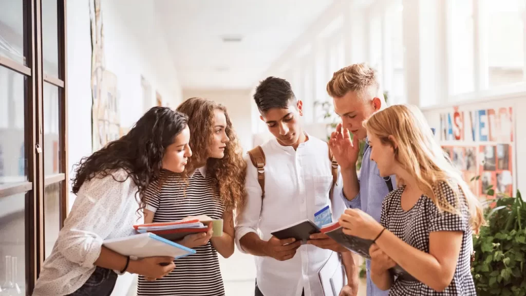 Students talking to each other about cpt and opt