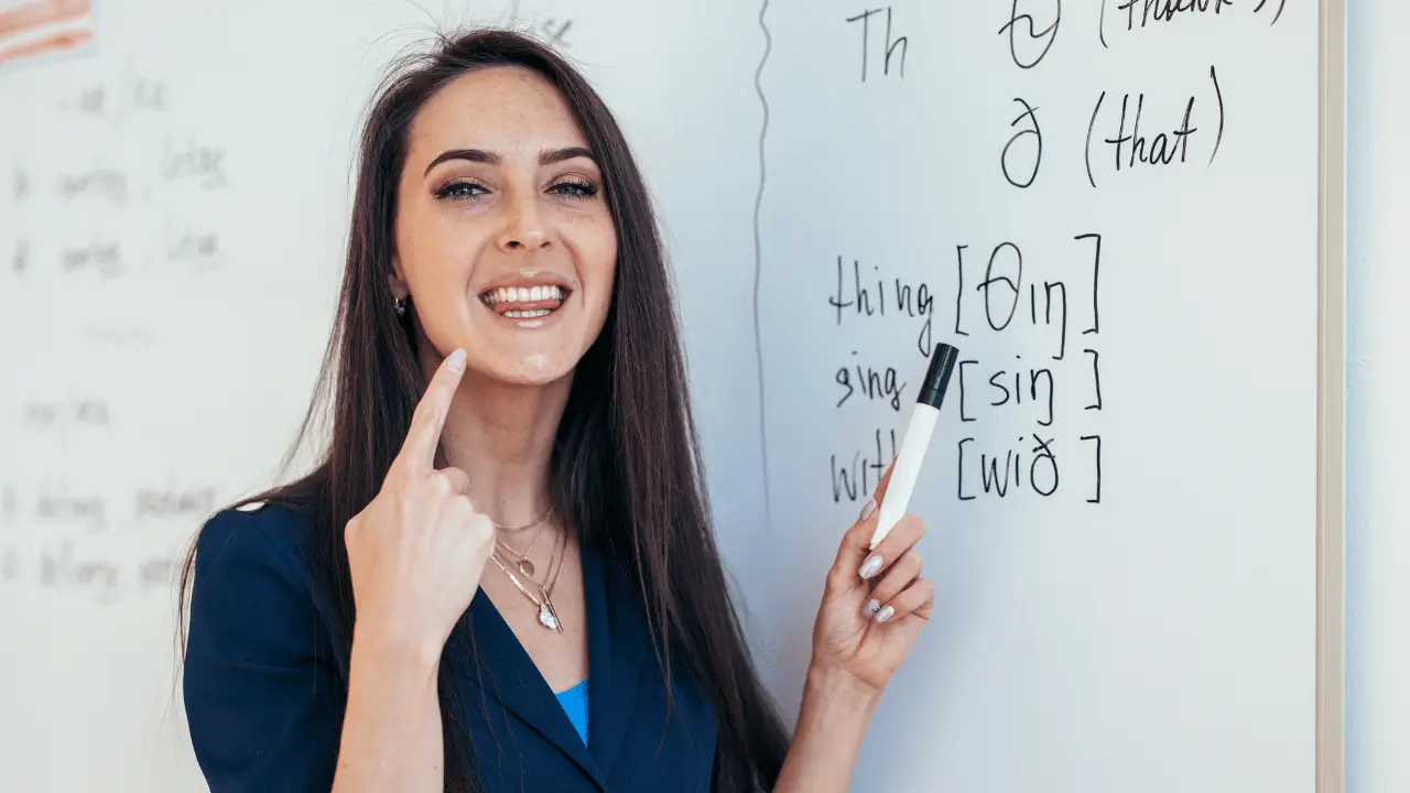 Woman teaching English pronunciation