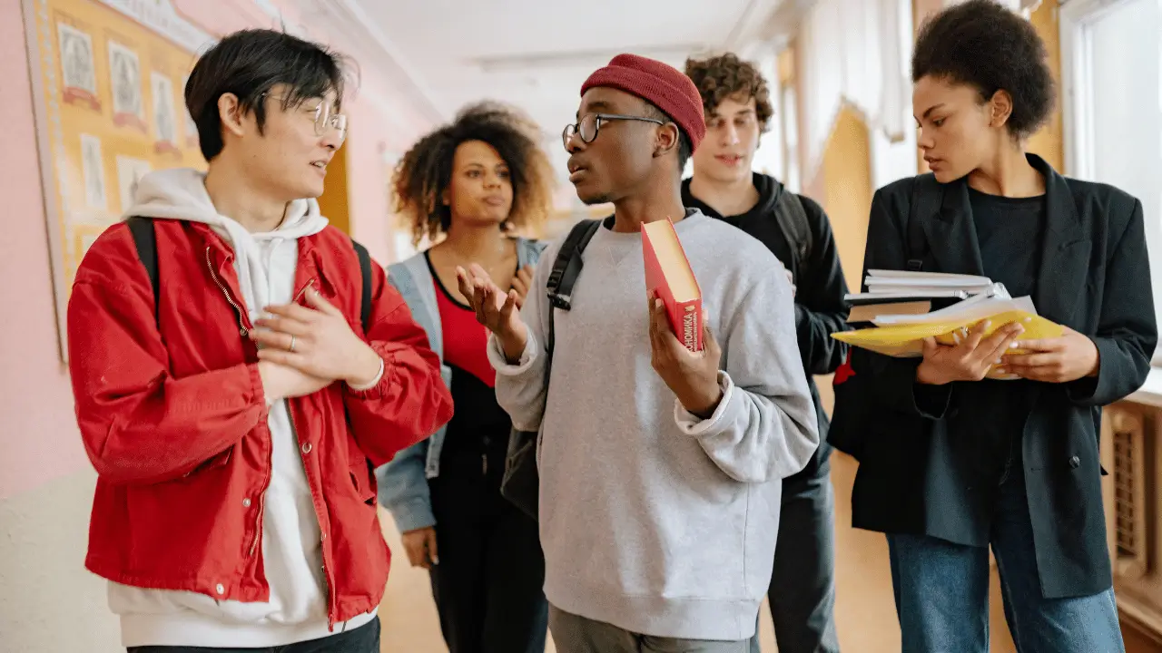 Students talking to each other