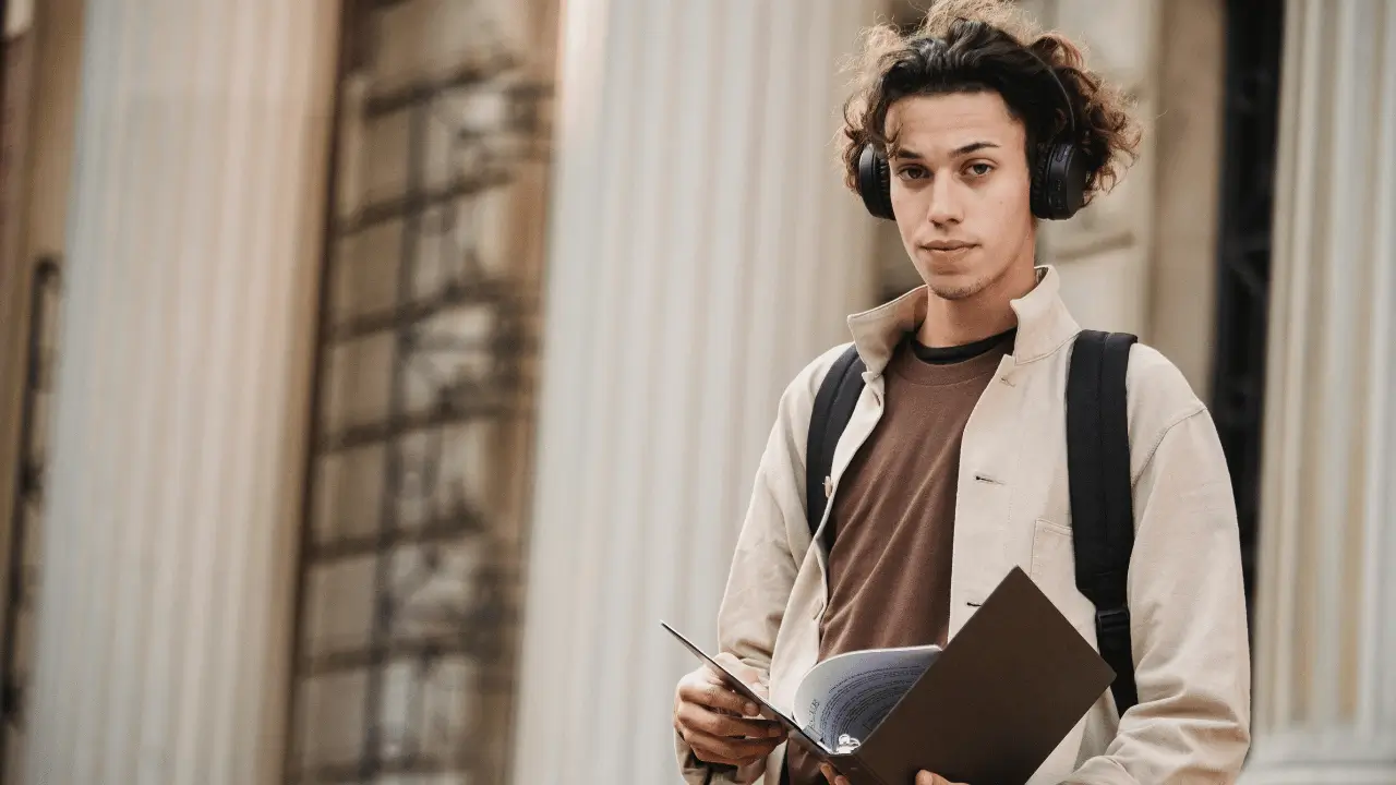 Student with documents
