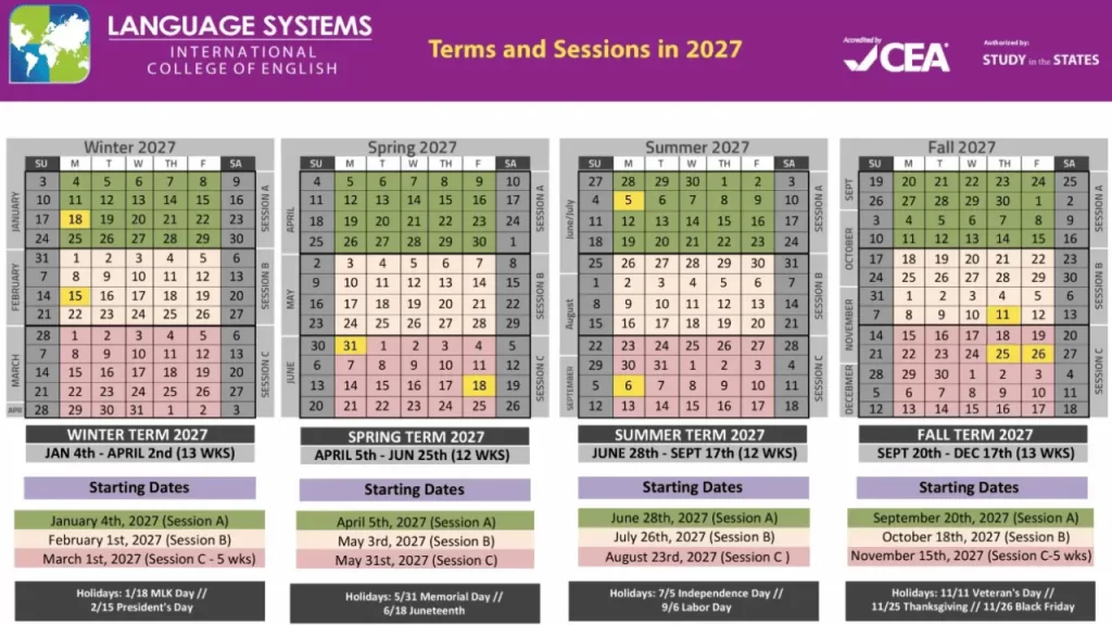 calendar - img a planning your 2027 study abroad in the usa lsi - Language Systems International calendar