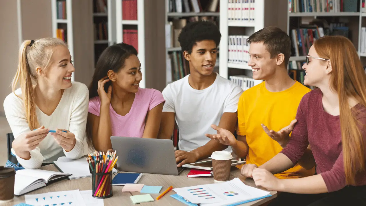 Students talking to each other